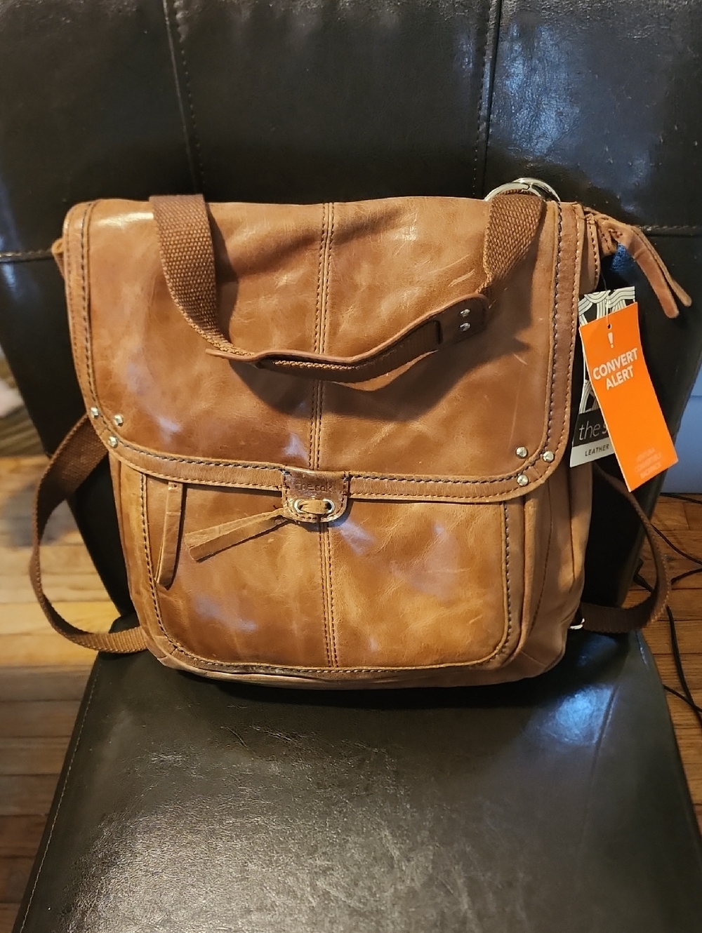 The Sak Brown Leather Convertible Messenger Bag